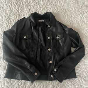 Calvin Klein Button Up Black Leather Jacket